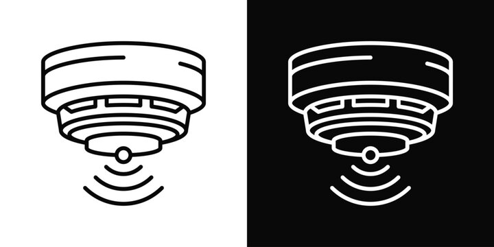 Smoke Detector Icon In Black And White Filled Style.