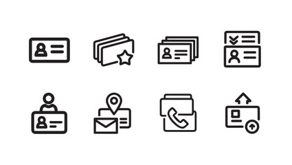 Contact Icons Collection: Business Cards Location Phone User DataLine Art