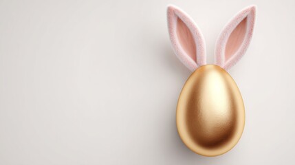 Fototapeta premium Gold egg with pink rabbit ears 