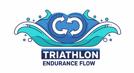 Naklejka premium Conceptual Illustration Depicting Triathlon Endurance and the Dynamic Flow of Activities