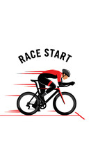 Fototapeta premium Cyclist Begins Race, Dynamic Action Illustration of Competitive Biking Event