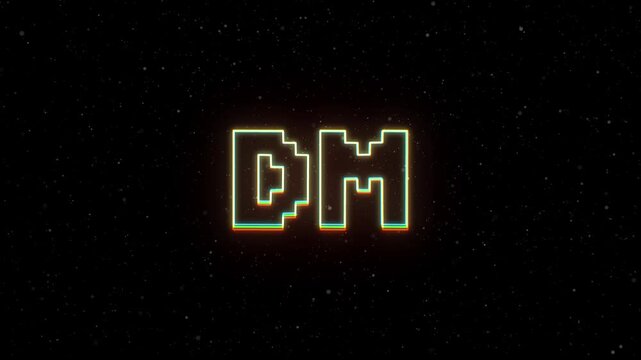 DM Neon text with retro style