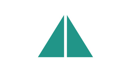 Green triangle shape graphic design element.