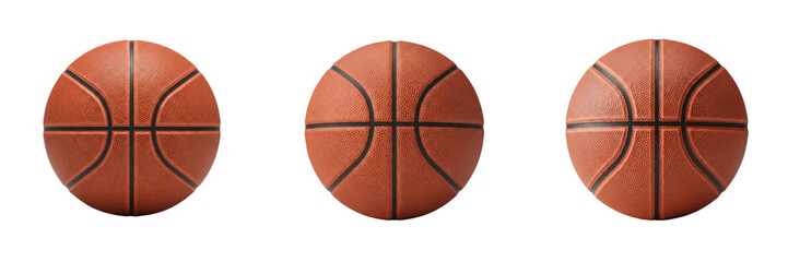 Obraz premium Set of Professional Textured Orange Basketballs Isolated Transparent Background PNG
