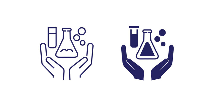 chemistry lab flask, science experiments and research, education and medicine. Symbol icon