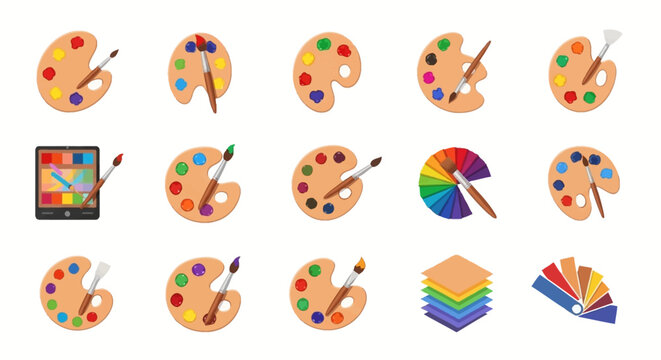 Artist Palette and Paintbrushes for Painting.