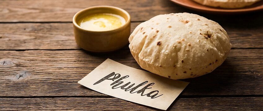 Fresh Homemade Phulka Roti with Bowl of Ghee