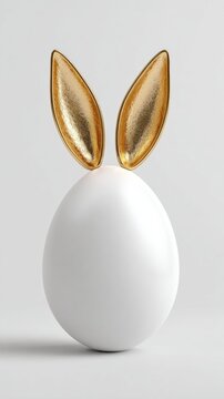 white egg with gold rabbit ears 