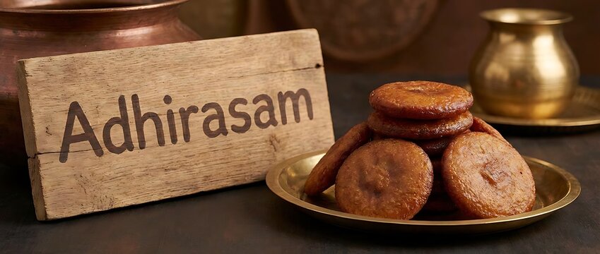 Traditional South Indian Adhirasam Sweets on Brass Plate