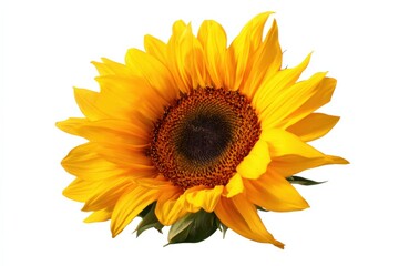 Fototapeta premium Vibrant yellow sunflower with dark center on white background