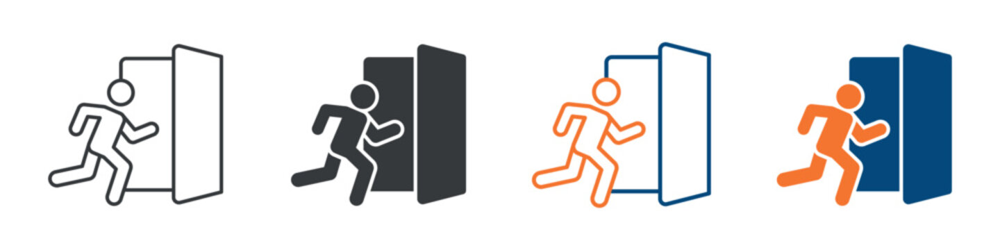 Evacuation Icon Set Multiple Style Collection