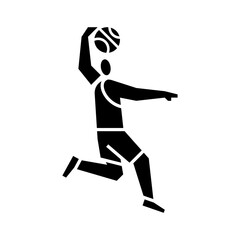 Basketball player slam dunk glyph icon. Basketball illustration. © Izwarm