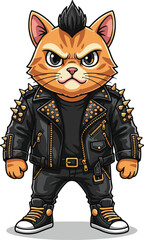 Orange Tabby Cat Punk Rocker with Spiked Jacket