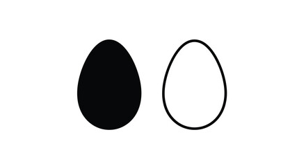 A minimalistic composition featuring a solid black teardrop shape alongside a hollow circular form a striking silhouette high quality © Bsicon02