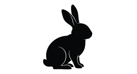 Obraz premium A striking black silhouette depicts a seated rabbit with long ears and a focused gaze showcasing a classic silhouette