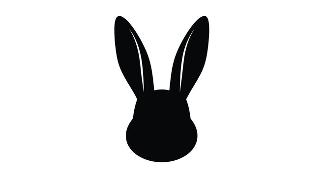 A striking black silhouette of a rabbit s head and long ears against a clean white background silhouette high quality