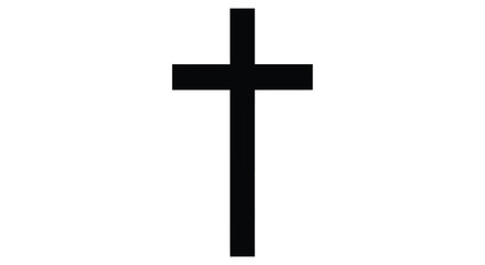 A stark black cross stands prominently against a plain white background representing faith and religious symbolism silhouette high quality © Bsicon02