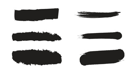 Black Ink Brush Strokes and Grunge Paint Texture Set for Design and Illustration