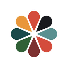 Naklejka premium A colorful flower logo with multiple petals on a white background for branding or design purposes