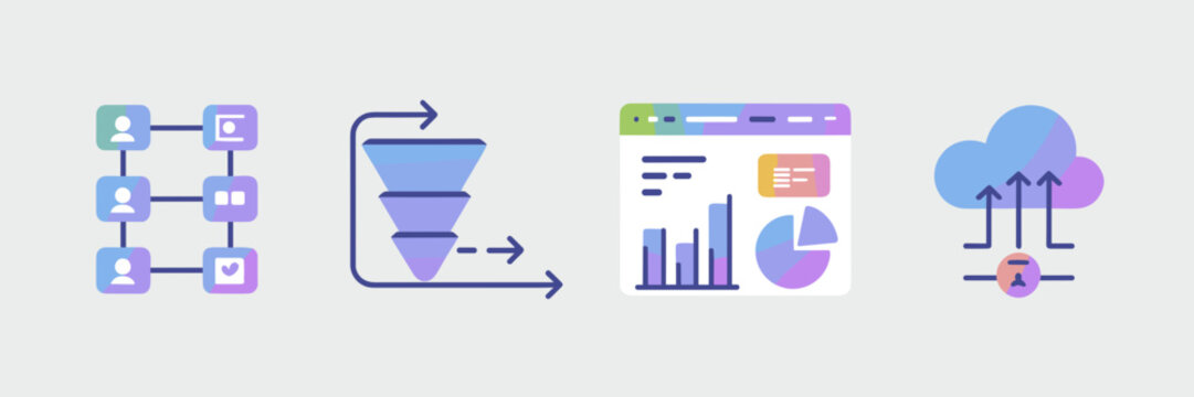 Product analytics gradient icons &ndash; Ideal for SaaS marketing material.