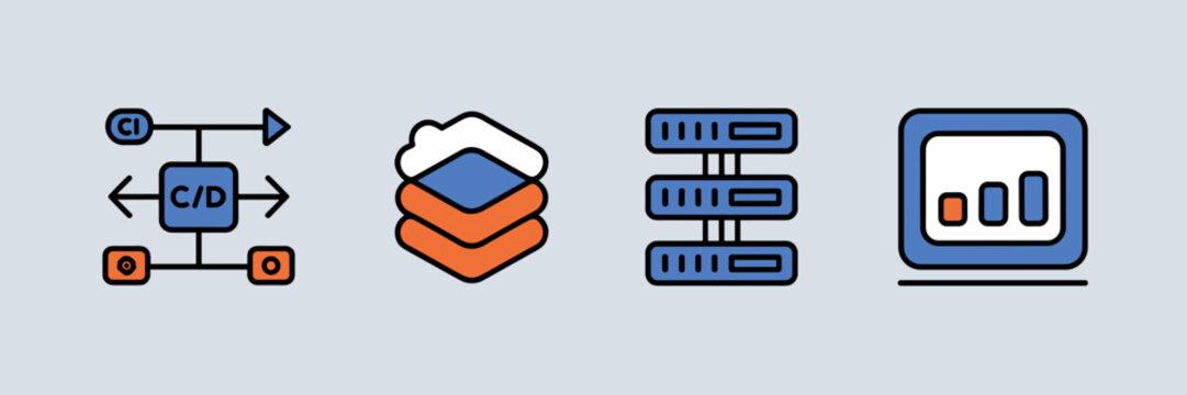 DevOps tools and CI CD pipeline icons &ndash; Great for agile workflows.