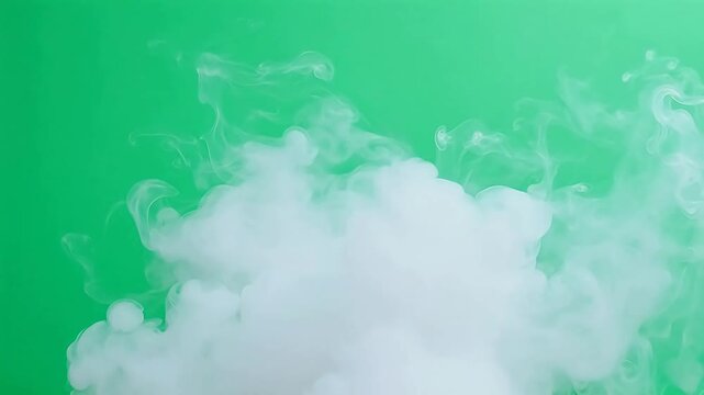 White smoke on green background