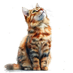Cat, watercolor painting vector, isolated on a white background. © azendia