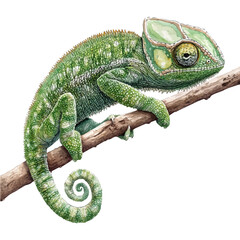 watercolor vector of Chameleon, isolated on a white background. © azendia