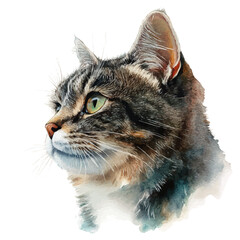 Cat, watercolor illustration vector, isolated on a white background. © azendia