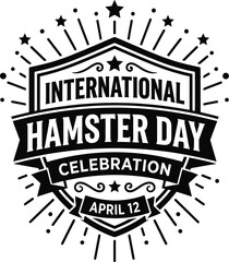 Hamster mascot badge for cute pet celebration vector