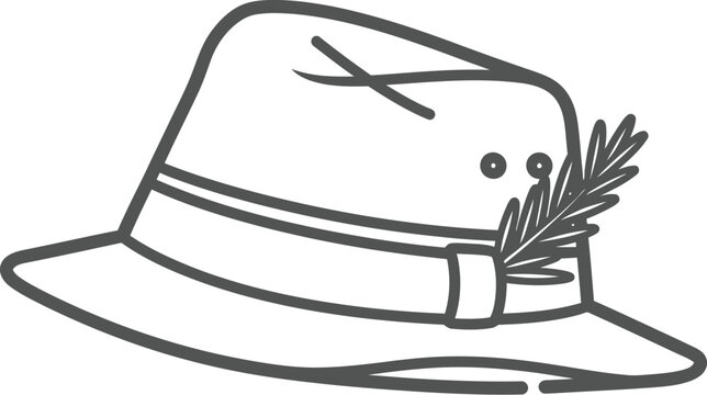 Military slouch hat with rosemary sprig remembrance vector icon