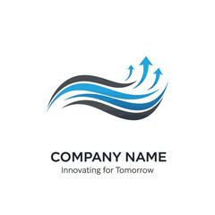 Fototapeta premium Modern Company Logo Design with Blue Waves and Arrows.