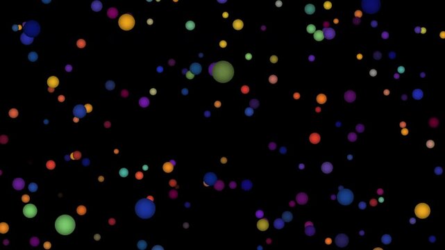 Colorful Floating Spheres on Black Background with Depth