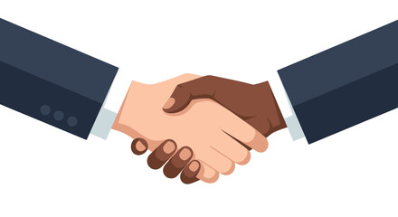 Two individuals from different ethnic backgrounds shaking hands in a professional setting symbolizing partnership and agreement