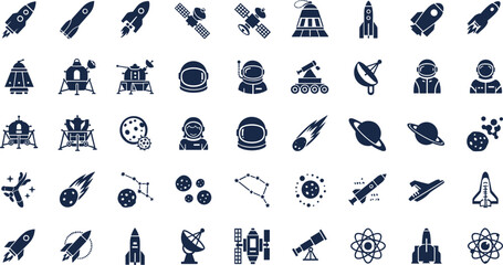 Space exploration icons for business presentations and educational materials