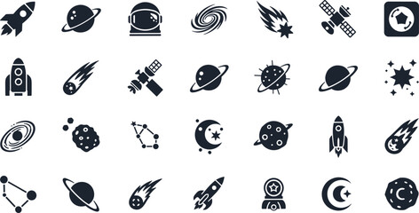 Space icons for astronomy and technology designs