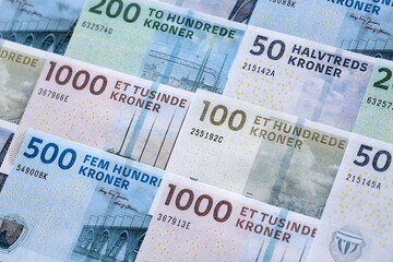 Danish Krone Paper Banknotes Pile