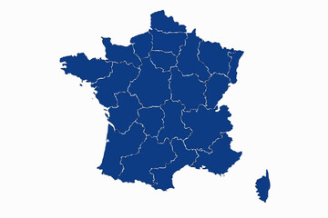 Fototapeta premium France Map Royal Blue Vector Silhouette Regional Borders