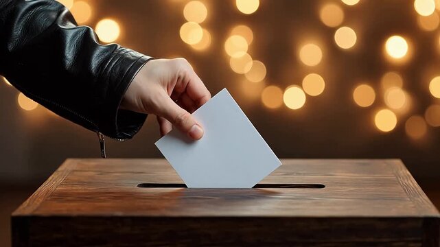 Hand placing vote in wooden box
