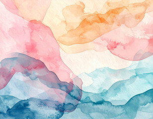 Abstract watercolor painting with soft pastel colors and flowing shapes