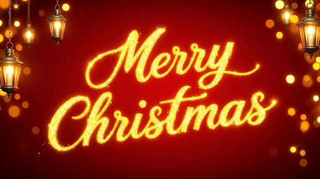 Merry Christmas text with glowing lights