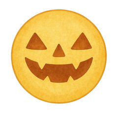 Cute Halloween Full Moon Watercolor Illustration &ndash; Kawaii Jack O Lantern Moon Clipart