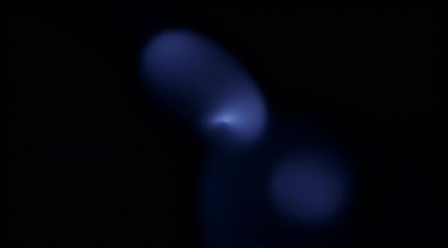 Blue comet or nebula in the dark cosmos celestial background