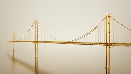 Obraz premium Minimal Golden Suspension Bridge Concept