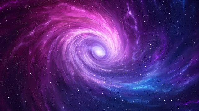 Celestial Spiral: Witness an awe-inspiring cosmic spiral galaxy, swirling with vibrant hues of pink, purple, and blue, a testament to the universe's boundless beauty and mystery.