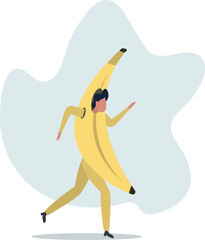 Naklejka premium Boy in a banana costume, concept of promoters and performances.