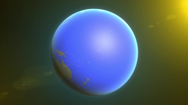 The animation shows a graphic representation of the earth and highlights the location and map of French Polynesia colored red.