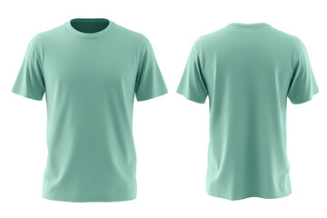 Mint Tshirt ghostmannequin mockup with front view and back view isolated on white background