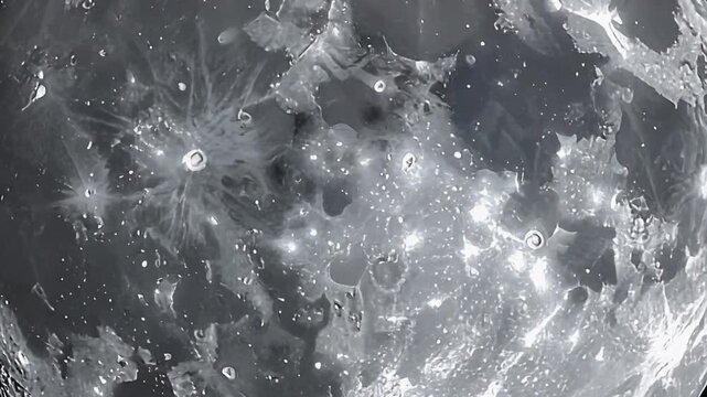 Silver full moon shining in dark night sky with clear surface detail