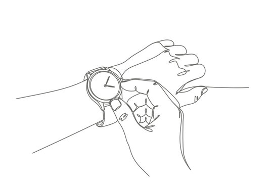 Continuous Line Art: Hand Checking Time on Wristwatch